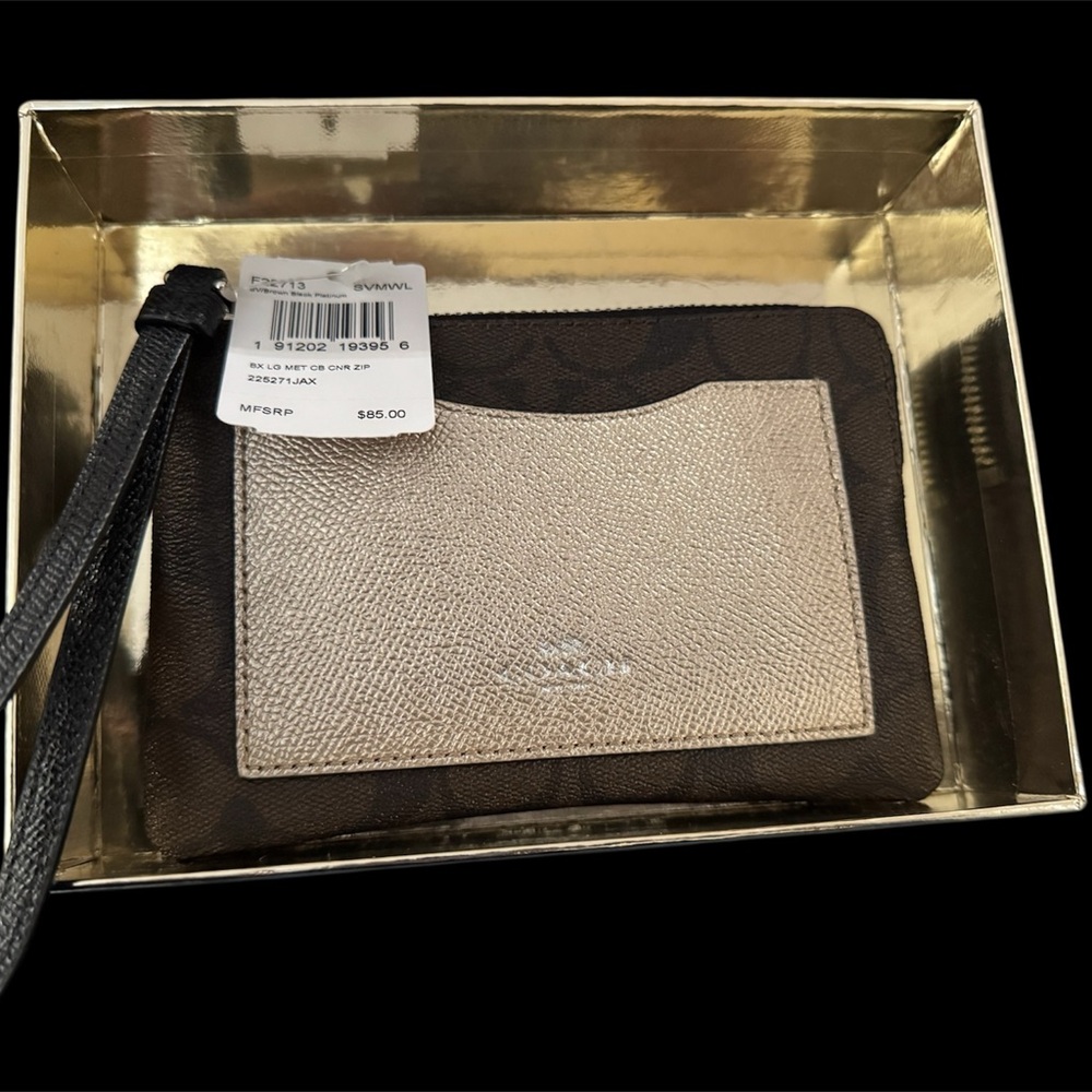 Coach Metallic and Brown Wristlet